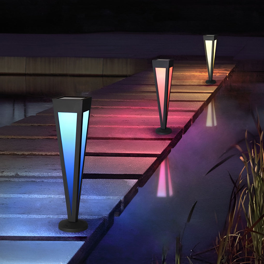 Square Conical LED Waterproof RGB Solar Lights Exterior Pathway Lights, Outdoor Wall Light, detail 15