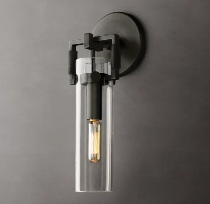 Machinist Glass Cylinder Wall Light 9", Bathroom Wall Sconce, detail 14