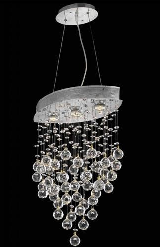 Chrome Three-Light Chandelier with Clear Royal Cut