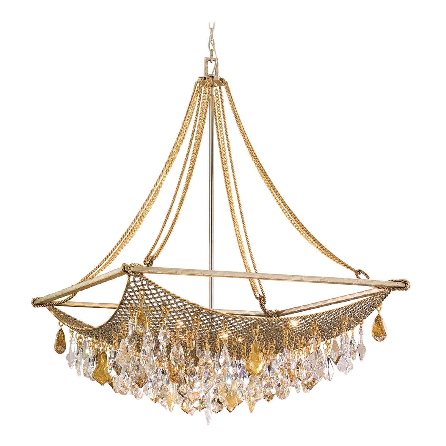 Silver and Gold Leaf Eight-Light Large Pendant