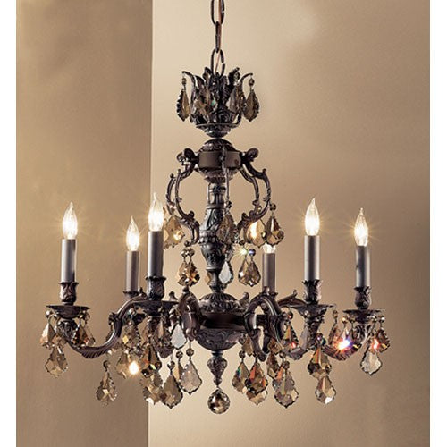 Bronze Six-Light Chandelier with Strass Golden Teak