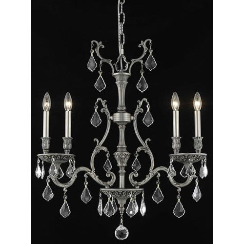 Pewter Four-Light Chandelier with Clear Royal Cut