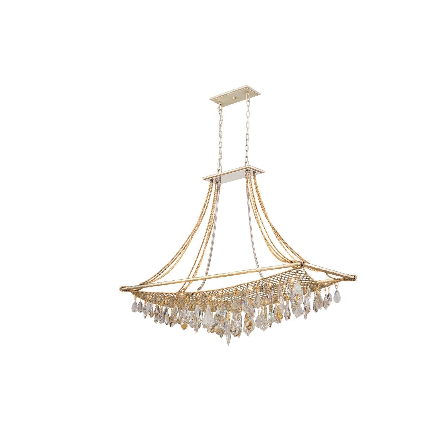 Silver and Gold Leaf Twelve-Light Island Pendant