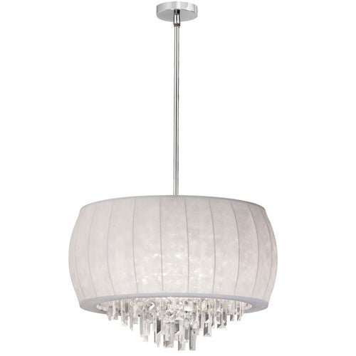 Six-Light Crystal Pendant with White Lycra Shade
