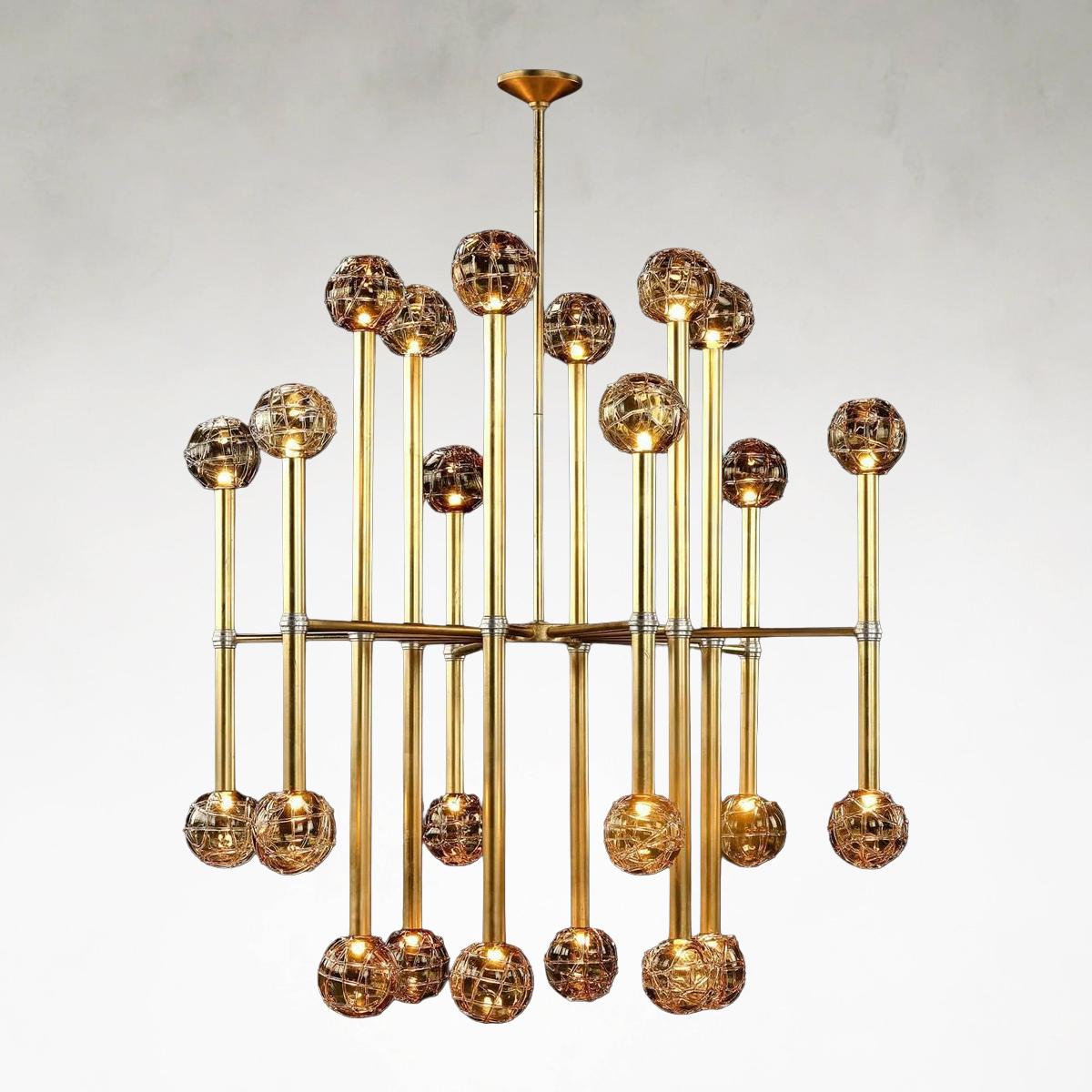 Fiammas 24-Light 43-Inch Gold and Silver Leaf Chandelier Ceiling Fi x ture