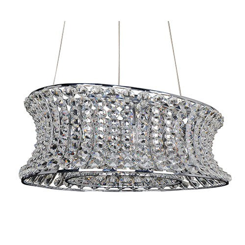 Chrome 12-Light Oval Drum Pendant with Firenze Clear