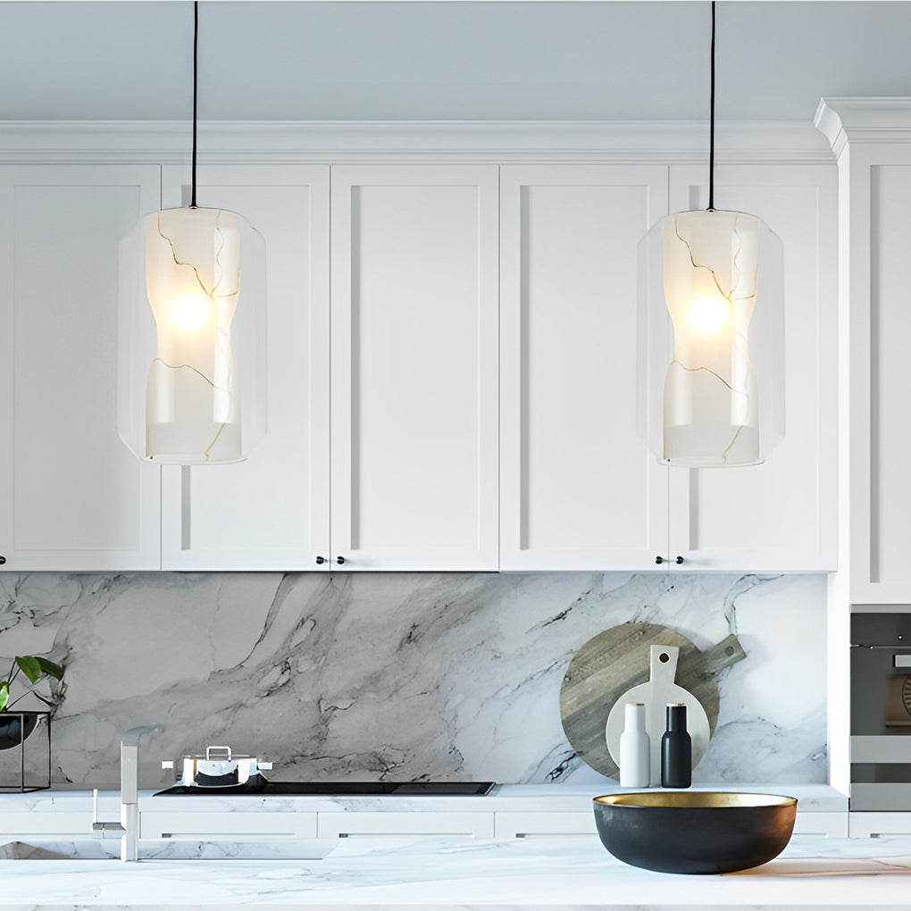 Double Glass Lampshade Metal Post-Modern Chandelier