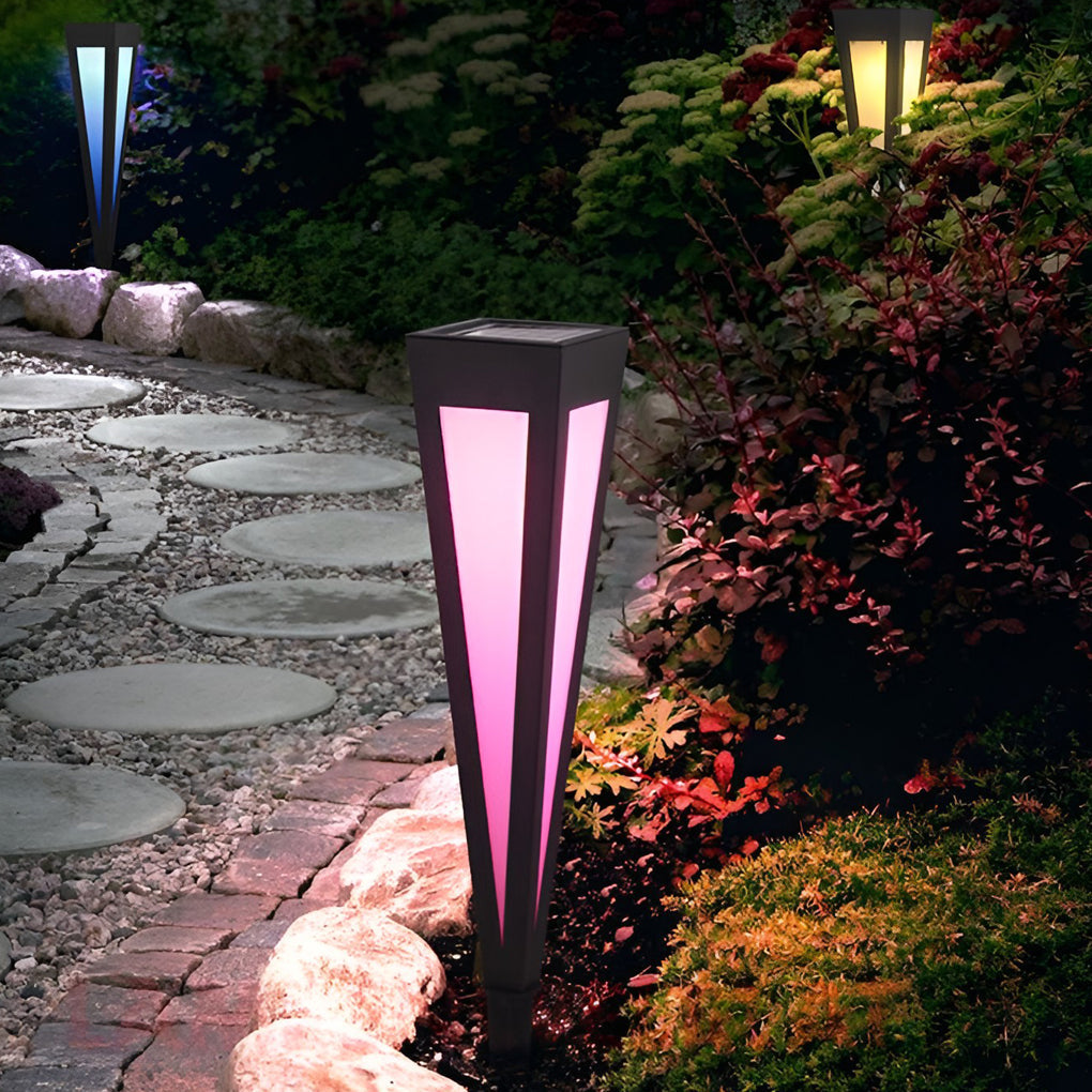 Square Conical LED Waterproof RGB Solar Lights Exterior Pathway Lights, Outdoor Wall Light, detail 16