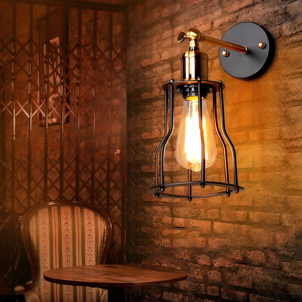 Adjustable Retro Iron E26 Waterproof Industrial Plug-In Wall Light, Plug-In Wall Sconce, detail 2