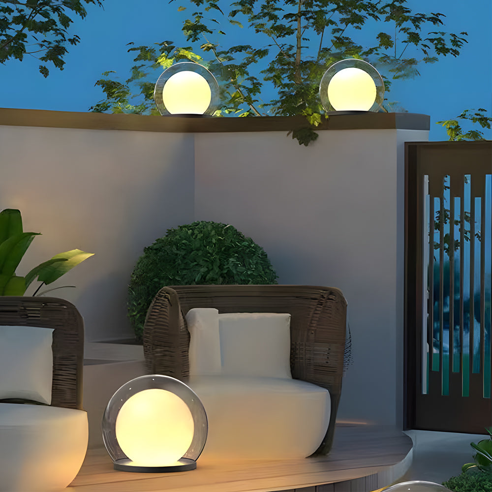 Solar Bubble Lunar Post Light Waterproof Globe Outdoor