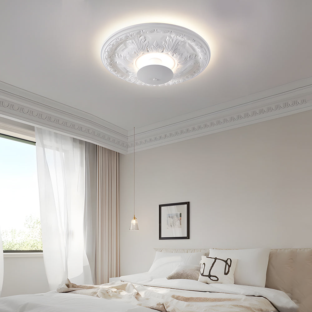 19.7-inch Round Gypsum Relief Dimmable LED Flush Mount