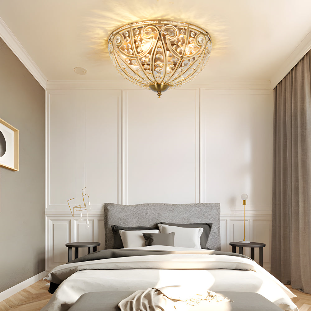Crystal Adorned Roman Ceiling Fixture Chandelier