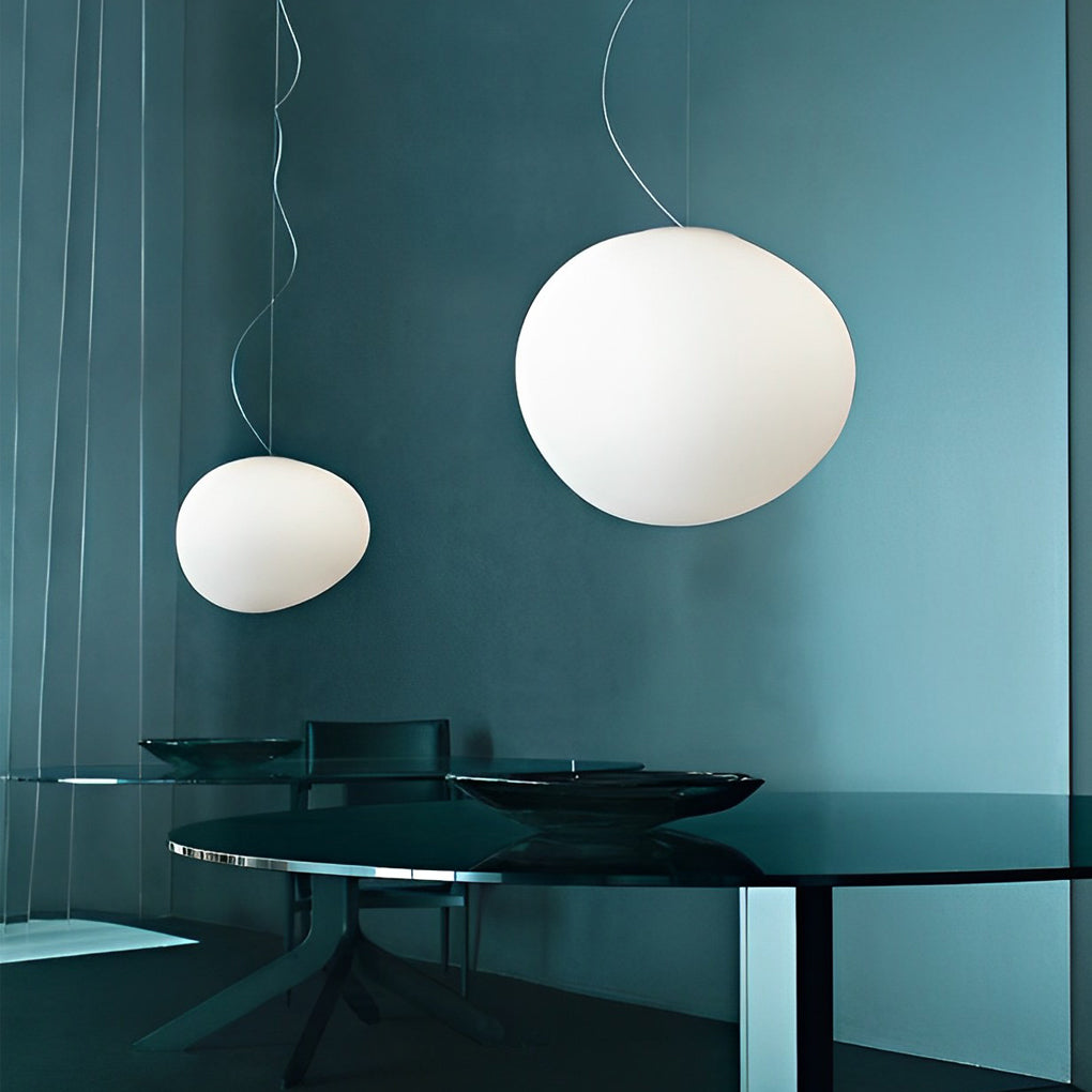 Glass Round Ball LED White Chandelier