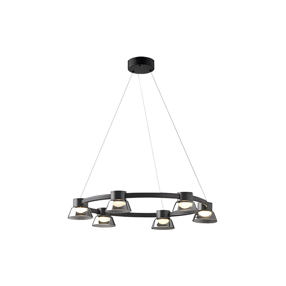 Ring LED with Smoke Gray Glass Chandelier
