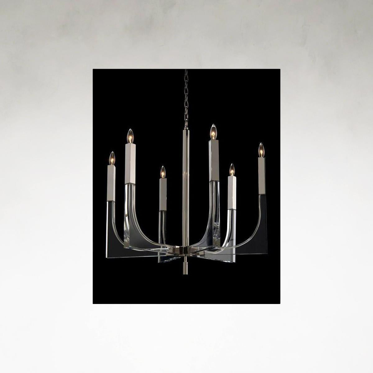 Leahs 6-Light 30-Inch Acrylic and Nickel Ceiling Chandelier