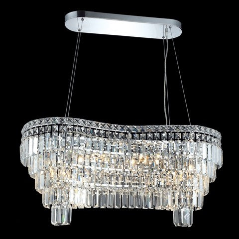 Ten-Light Contemporary Chandelier Chrome Plated
