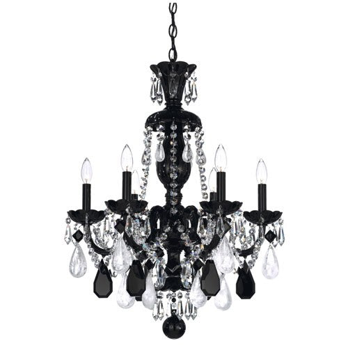 Hamilton Jet Black Six-Light Jet Black Rock Chandelier
