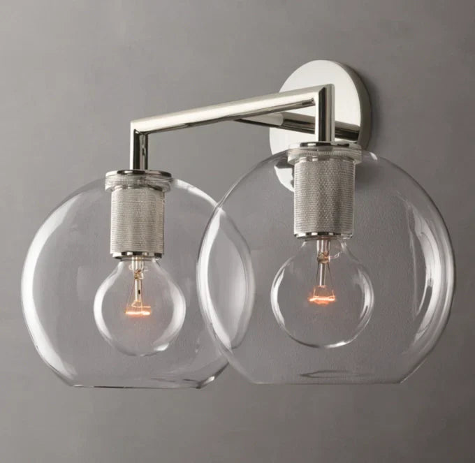 Utilitaire Globe Shade Double Wall Light, Bathroom Wall Sconce, detail 17