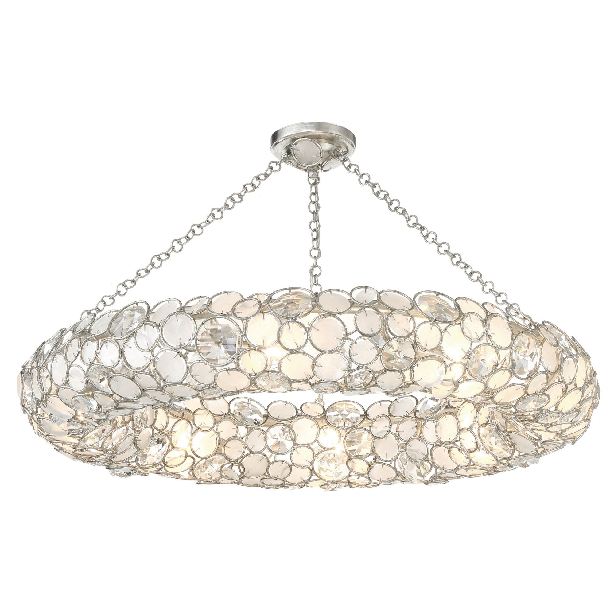 Palla 32-Inch Antique Silver Semi Flush Mount Silver