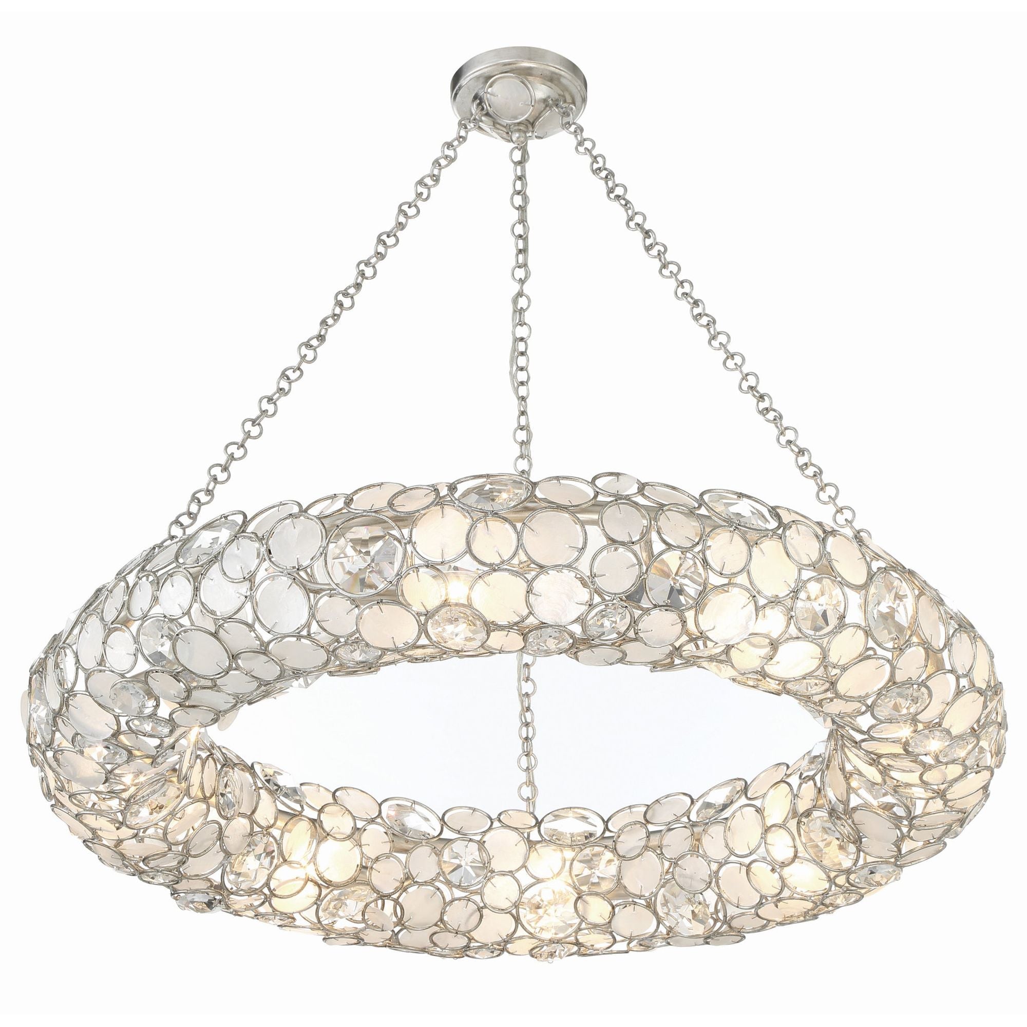 Palla 32-Inch Antique Silver Semi Flush Mount Silver