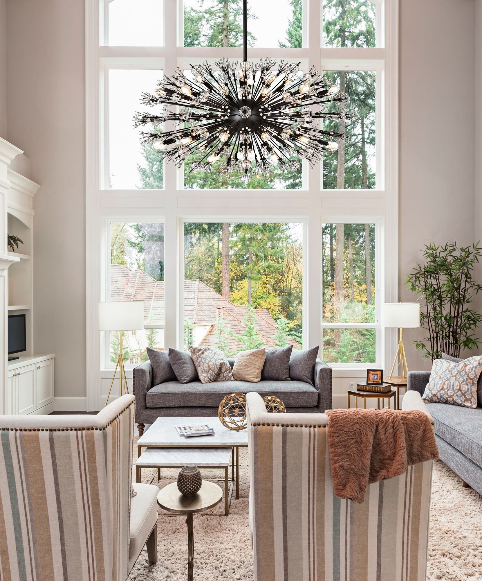 Vera 48" Crystal Starburst Oval Chandelier