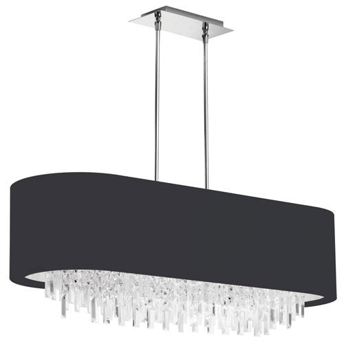 Eight-Light Oval Crystal Pendant with Black Lycra Shade