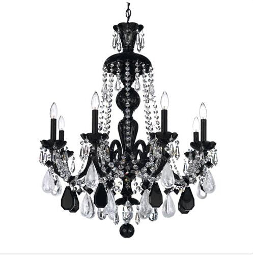 Black Eight-Light Jet Rock Crystal Chandelier