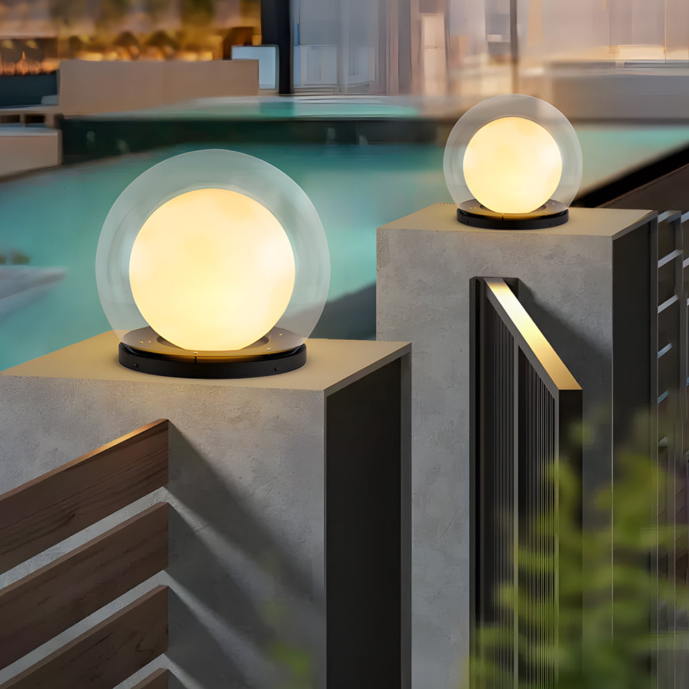 Solar Bubble Lunar Post Light Waterproof Globe Outdoor