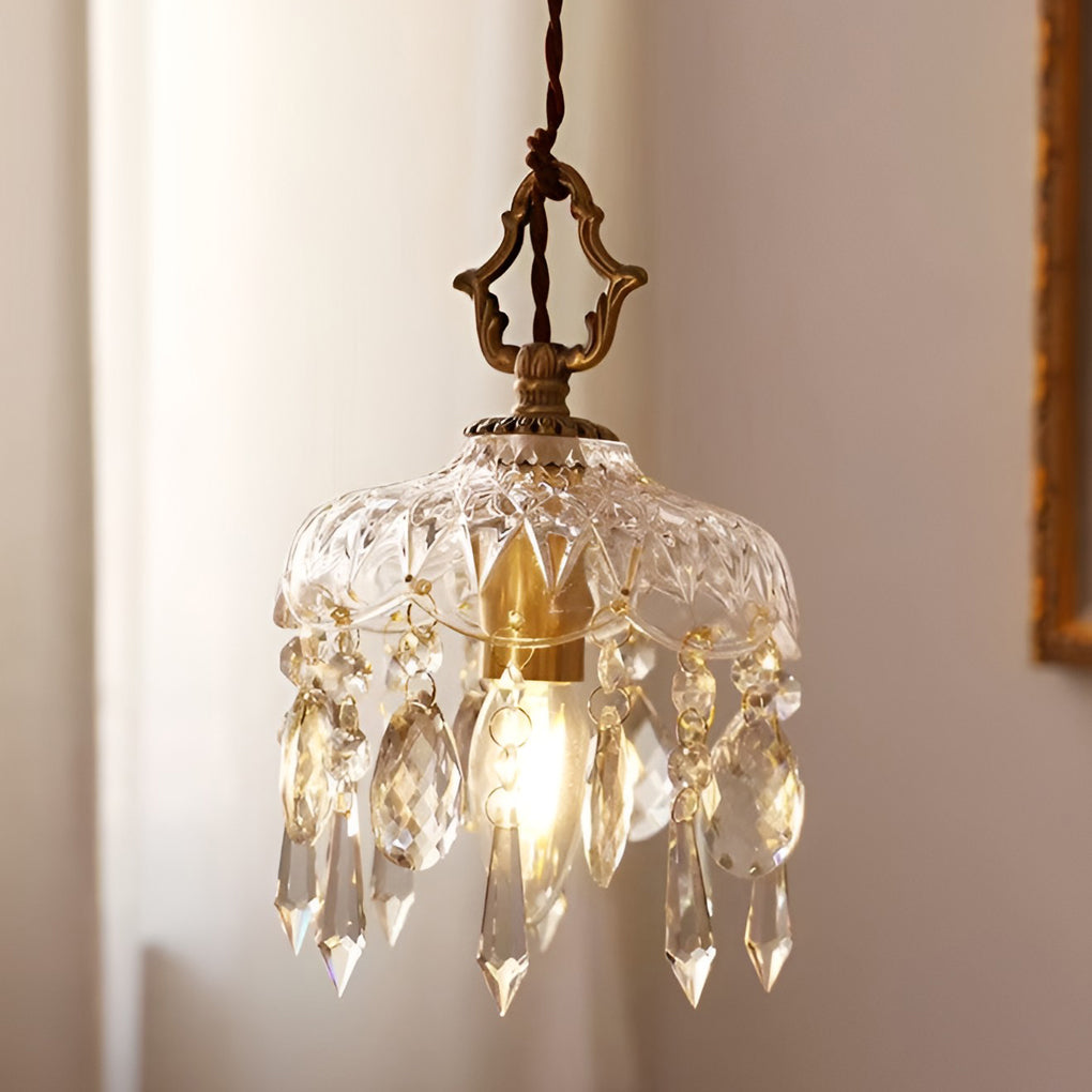 Retro Glass Crystal LED Gold Lights Chandelier
