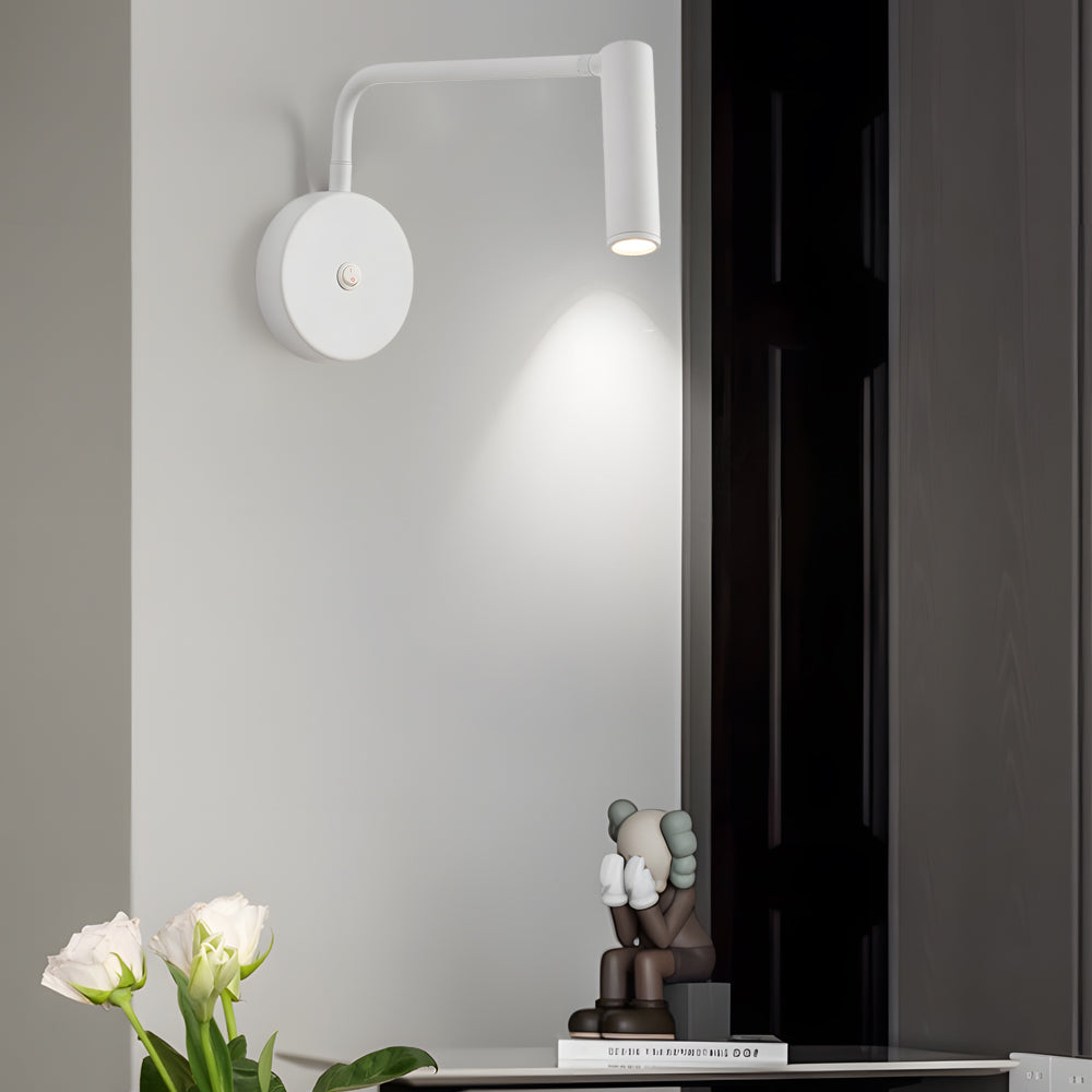 Black/White Tube LED Pivot Arm Wall Light, detail angle 5, Tianguang Select