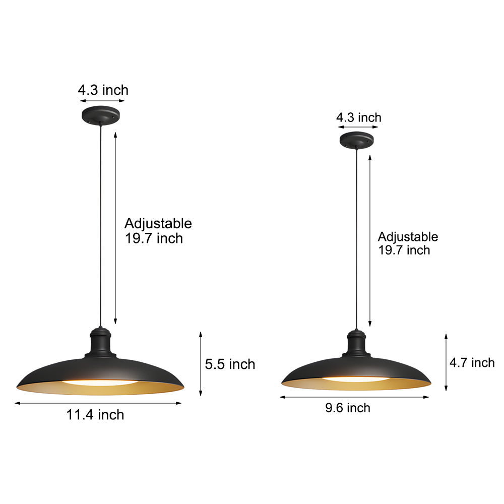 Round Black Hanging Outdoor Pendant Light Metal