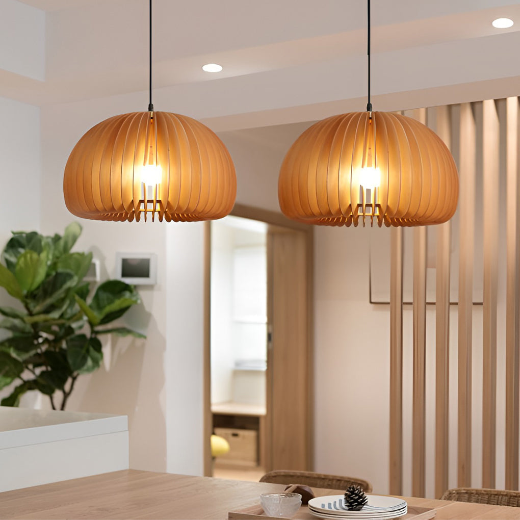 Wood Pumpkin-Shaped Retro Nordic Chandelier