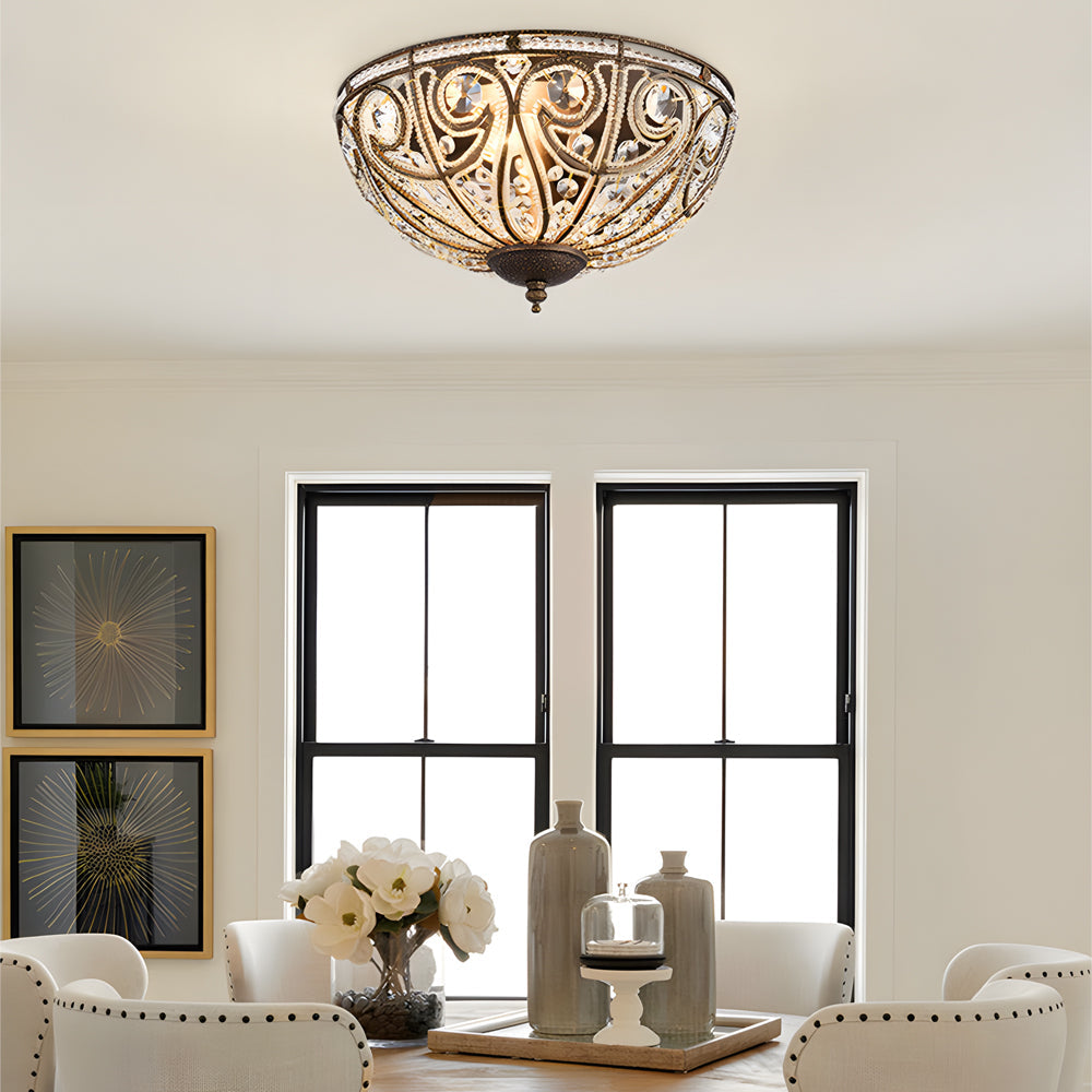 Crystal Adorned Roman Ceiling Fixture Chandelier
