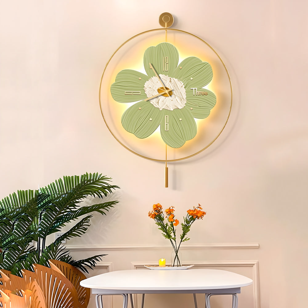 Round Metal Battery Operated LED Flower Wall Sconce
