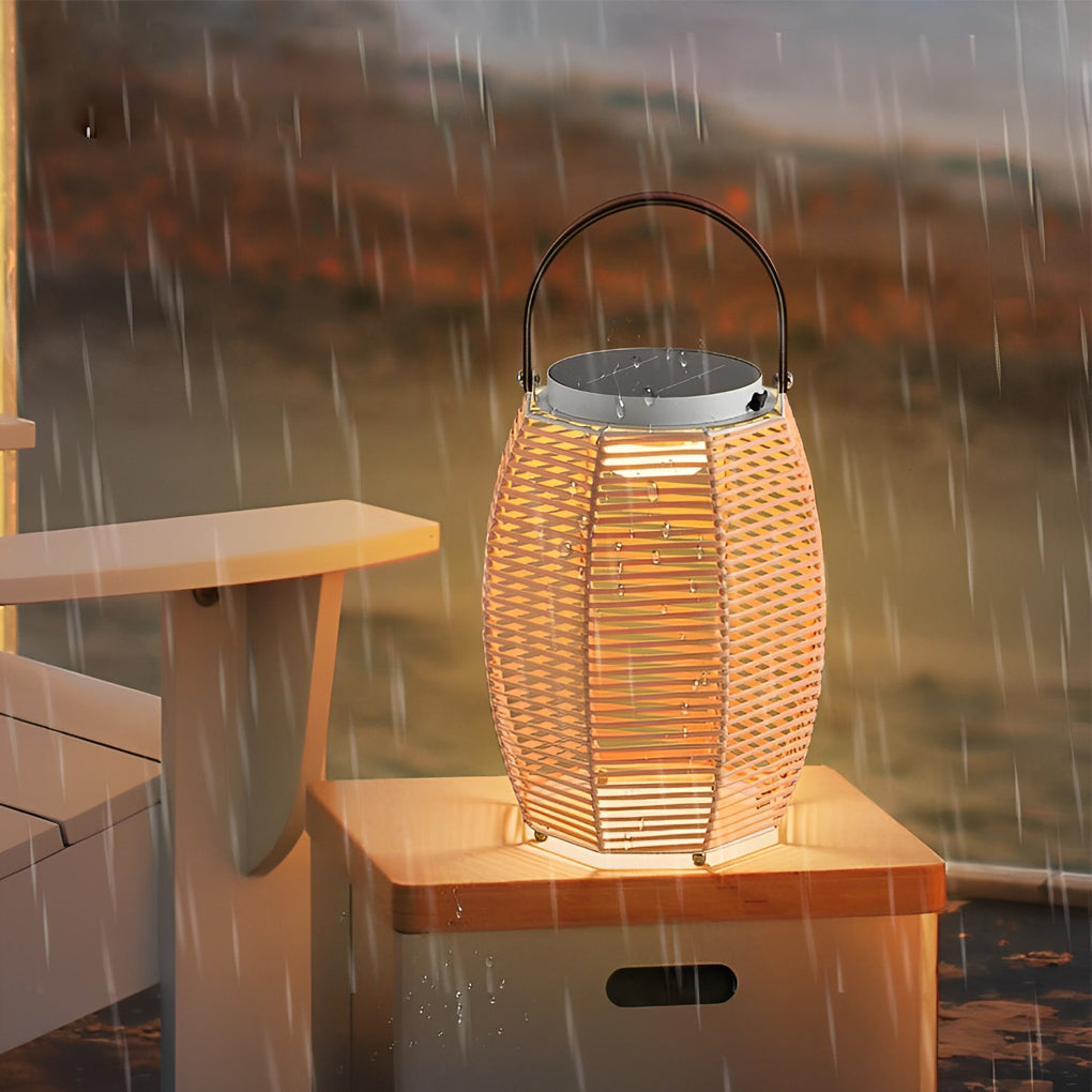 Portable Rattan LED Waterproof Solar Powered Floor Lamp