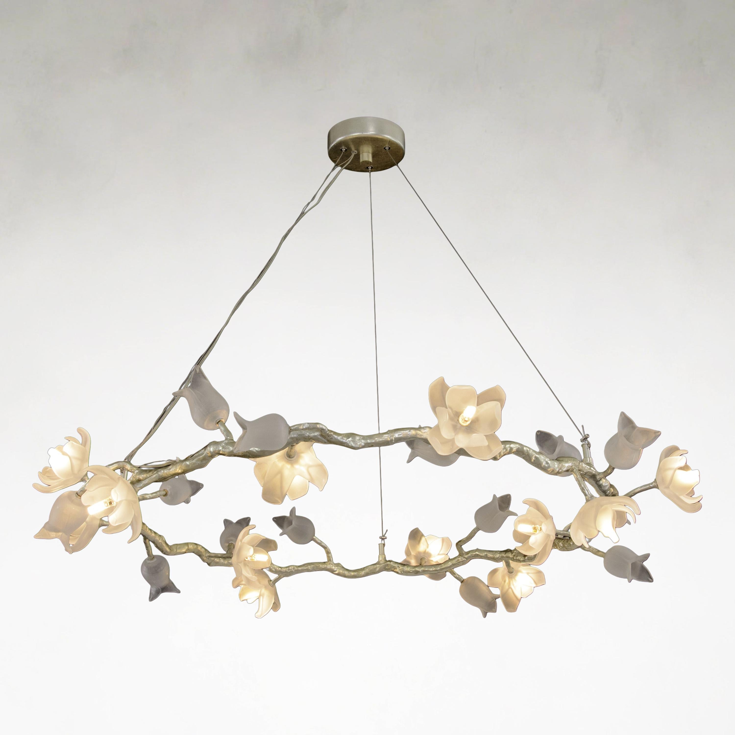 Churippu 12-Light Pale Silver Leaf Chandelier Ceiling Fi x ture
