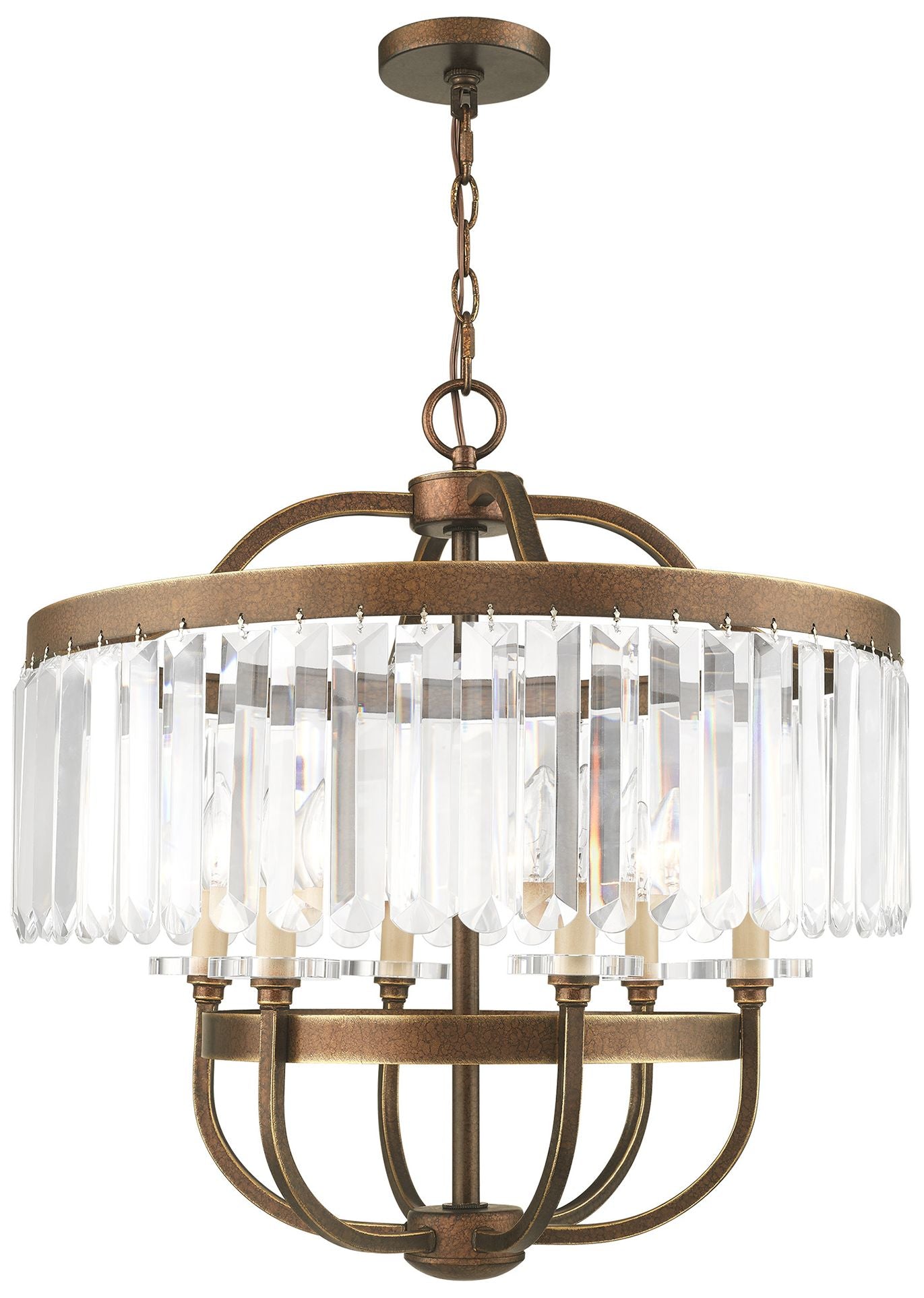 Six-Light Hand Painted Palacial Bronze Chandelier