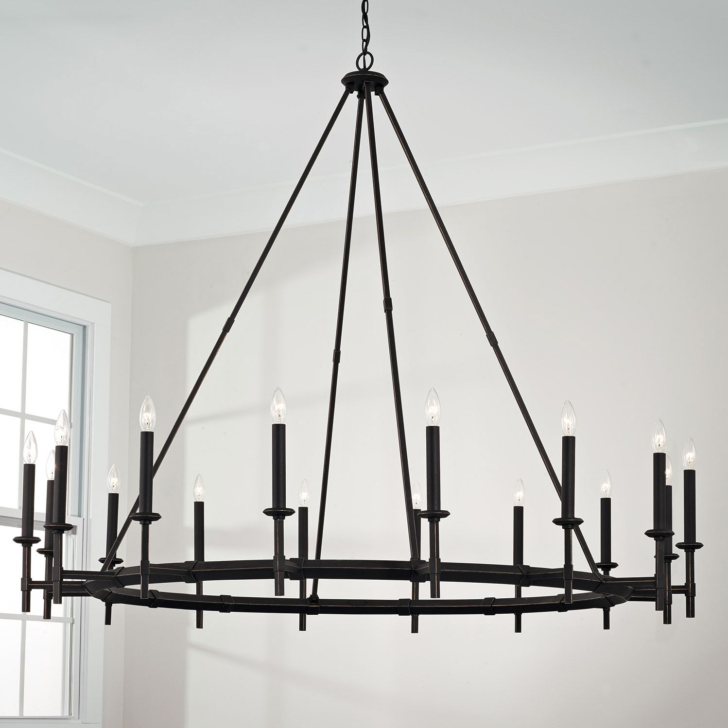 60" W X 16-Light Oversized Wagonwheel Chandelier