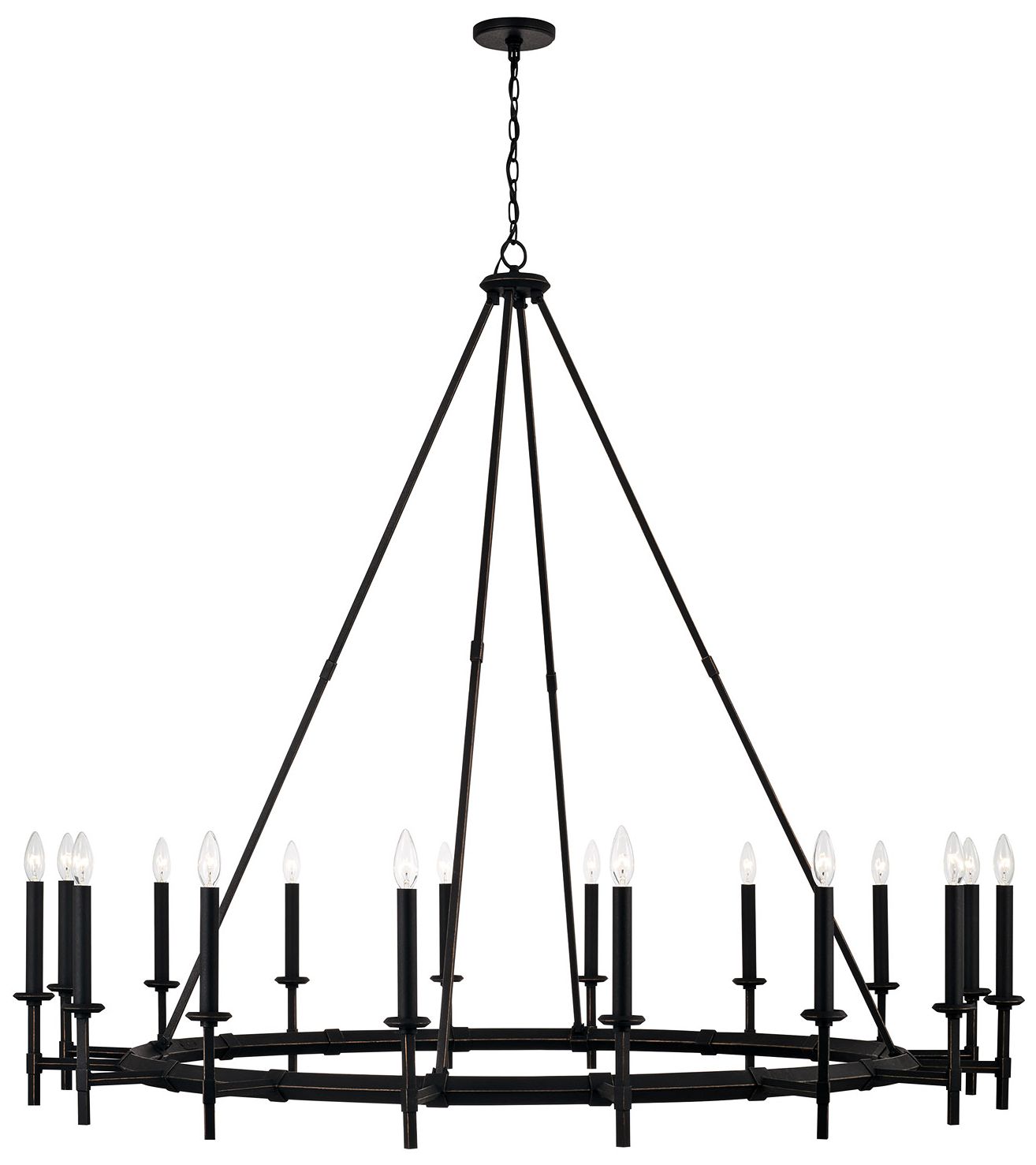 60" W X 16-Light Oversized Wagonwheel Chandelier