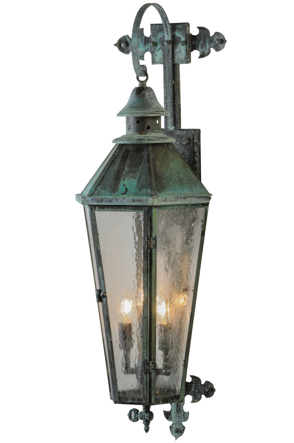 Millesime 3-Light 32.00" Craftsman Verdi On Brass Wall Sconce front view