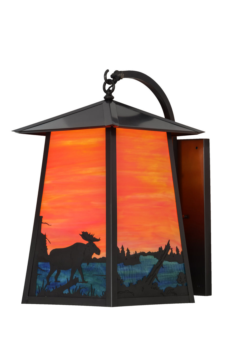 Wide 1-Light 25.00" Craftsman Brown Wall Sconce front view
