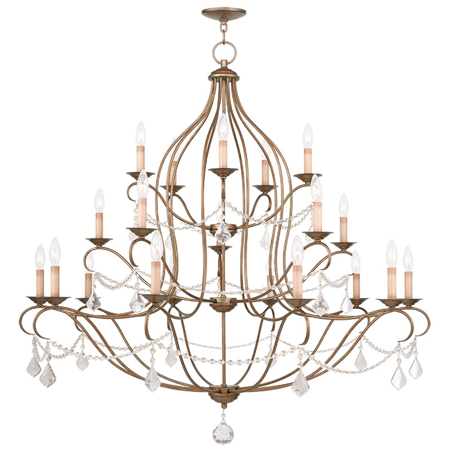 Chesterfield Antique Gold Leaf 20-Light Chandelier