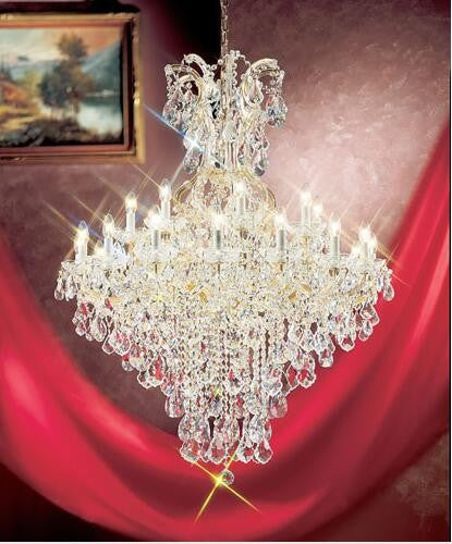 Gold Twenty Five-Light Chandelier with Crystalique