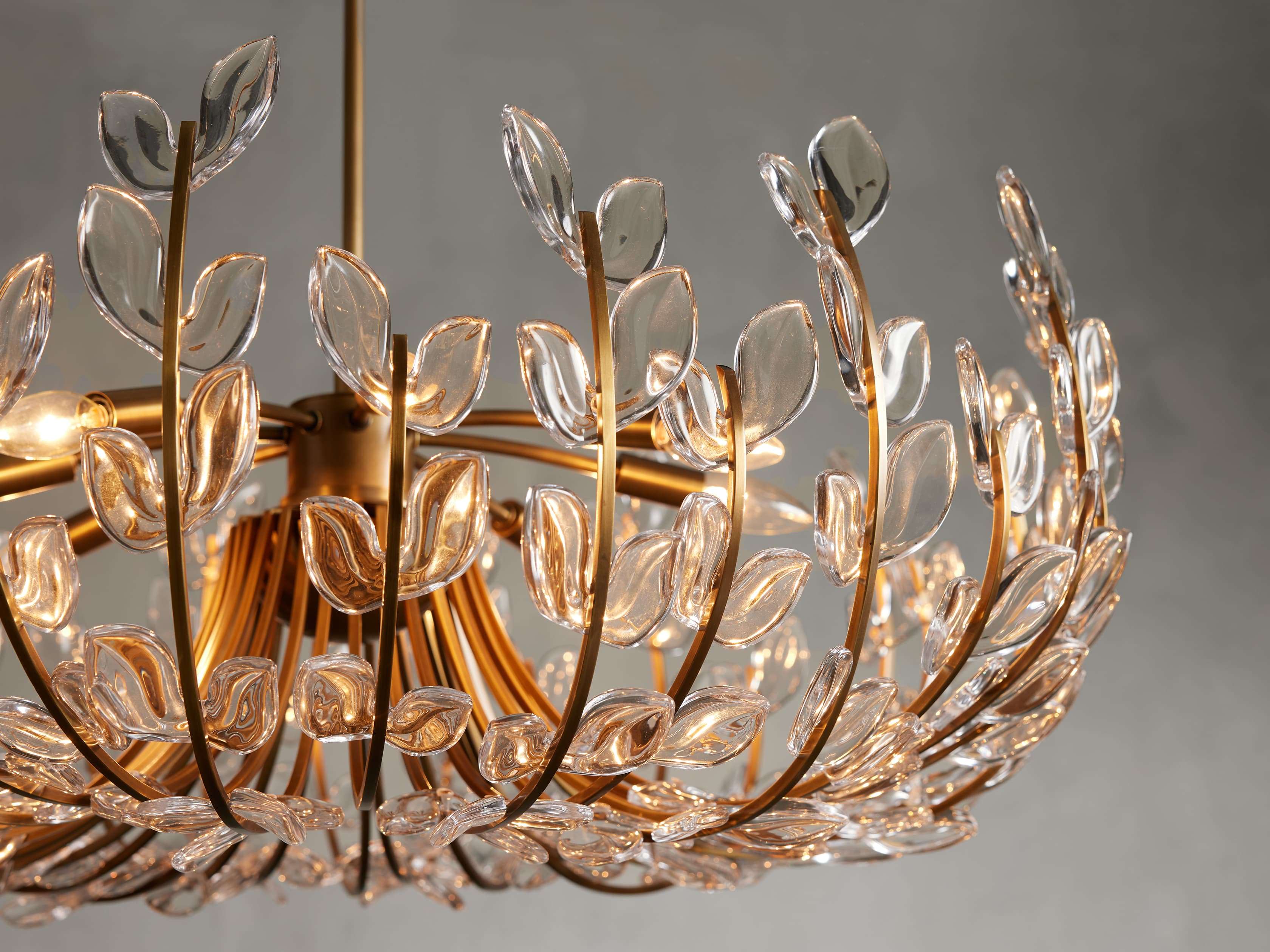 glass chandelier shown as a main product image for open living spaces