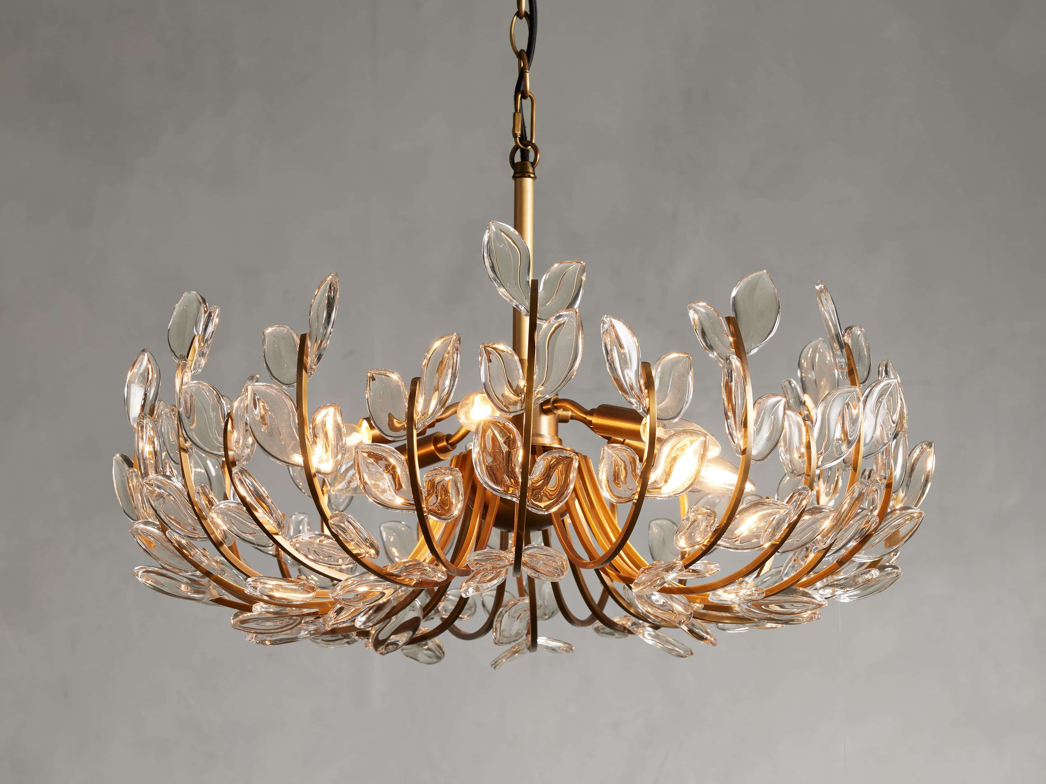 glass chandelier shown as a main product image for open living spaces