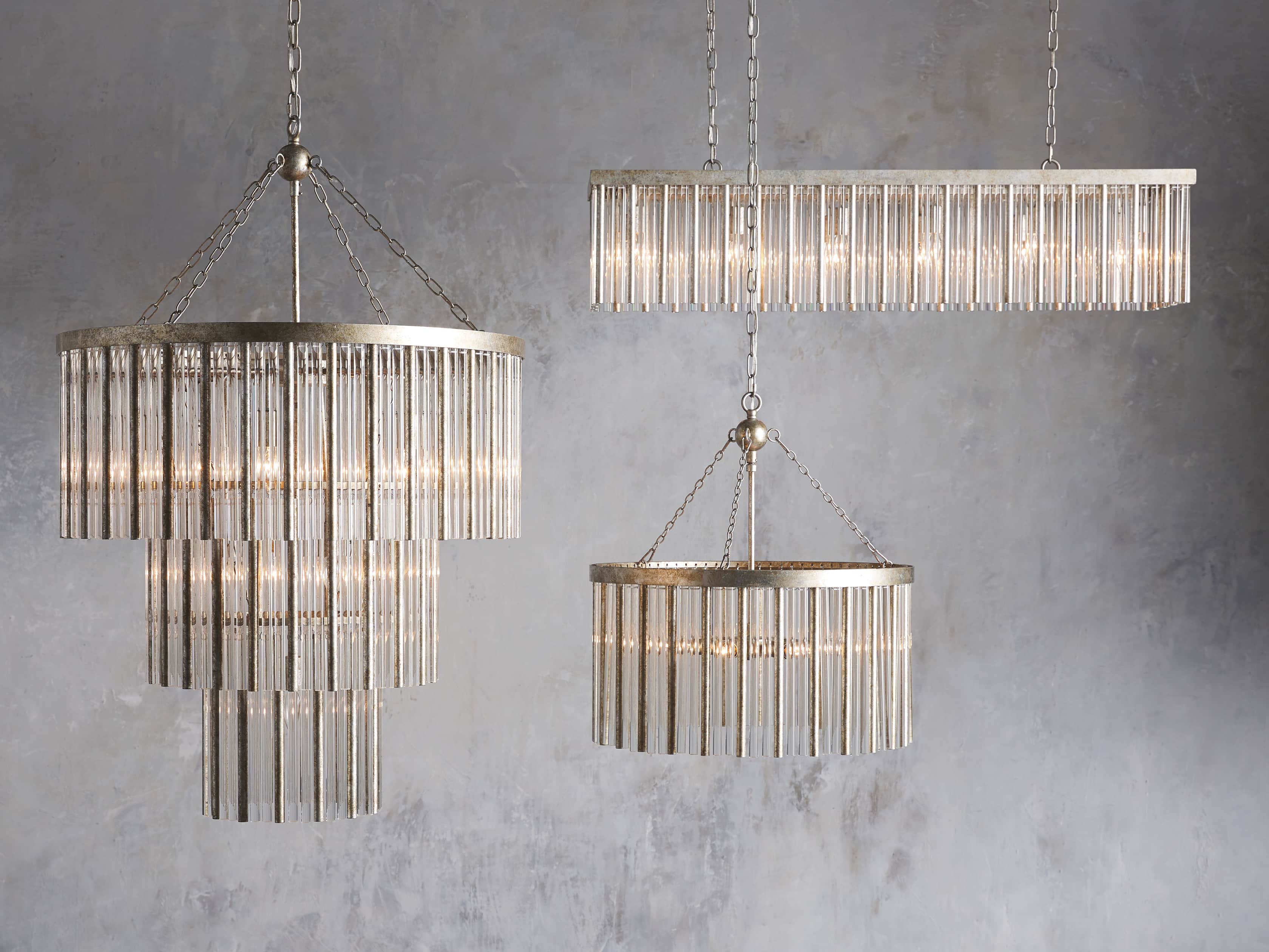 Close-up angle of Andalucia Tiered Chandelier showing form and material detail