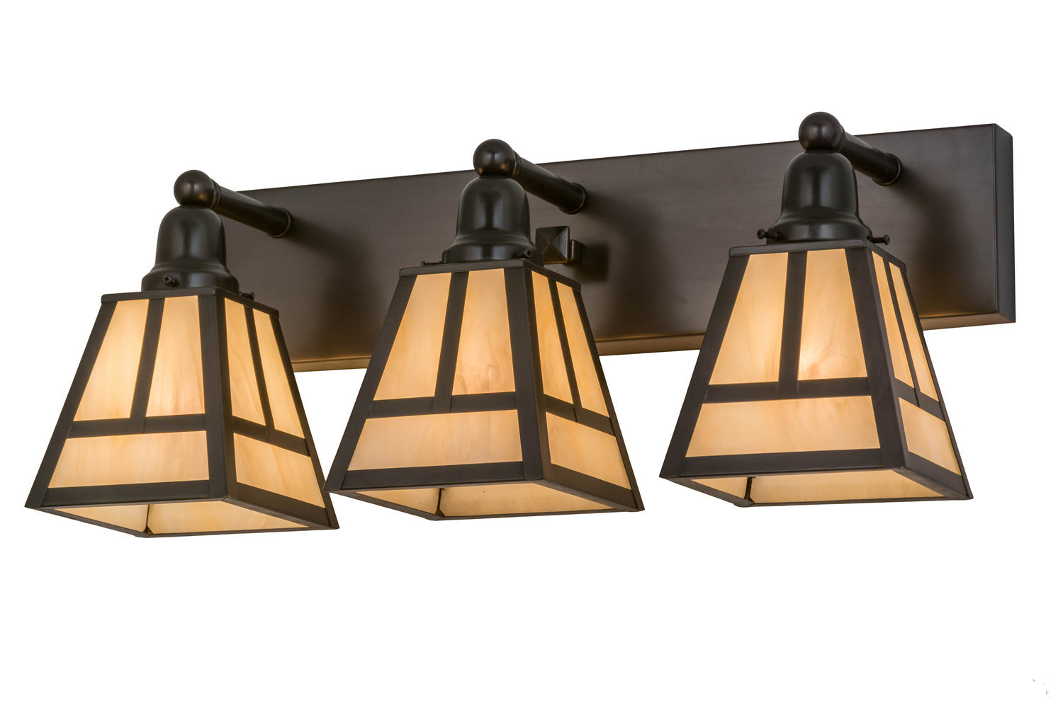 T Mission 24 Inch 3-Light 10.00" Craftsman Brown Wall Sconce front view