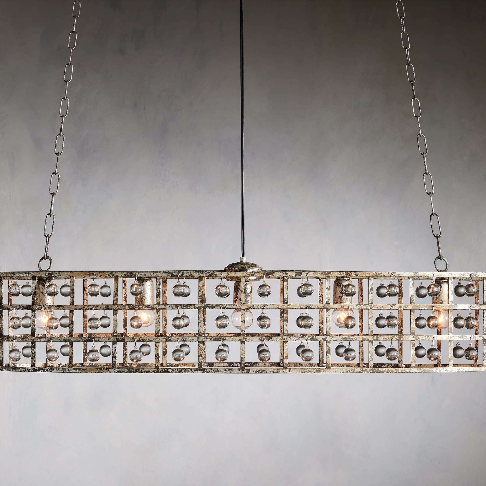 La Cage Oval Chandelier in Silver Clay