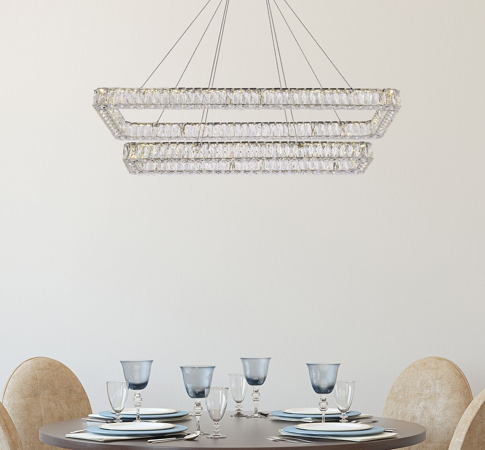 Monroe 50" Wide Chrome Crystal LED Chandelier