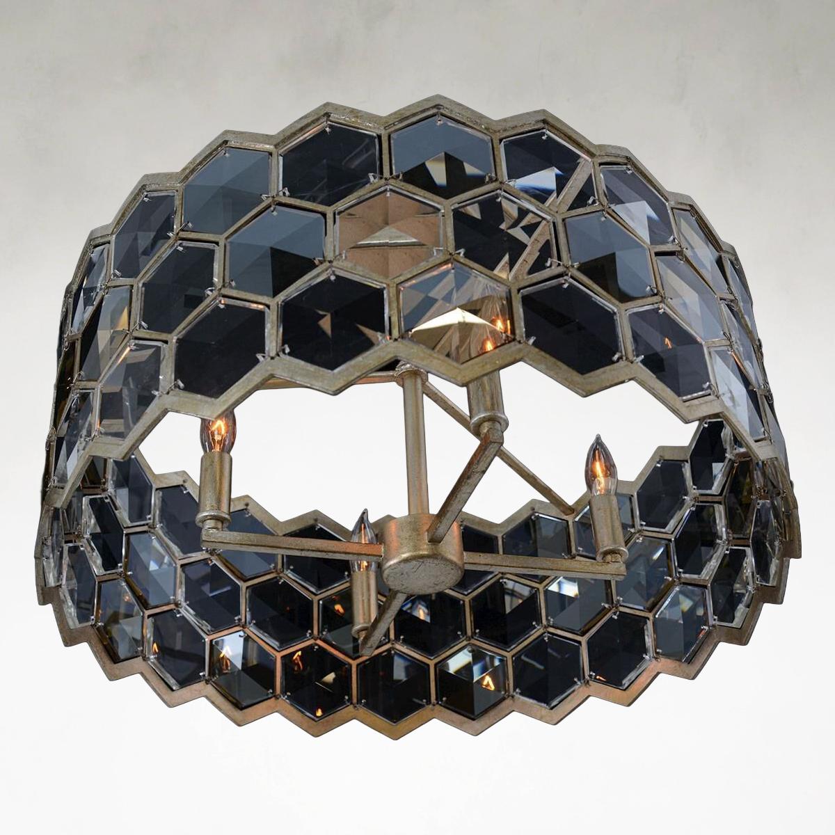 Quad-Light 21 inch Silver Champagne Chandelier Ceiling Fi x ture